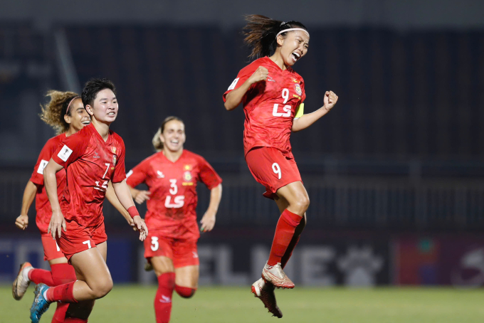 Huỳnh Như mừng bàn thắng vào lưới  Stallion Laguna ở bảng A AFC Champions League nữ 2025-2026, tối 13/11. Ảnh: Đức Đồng