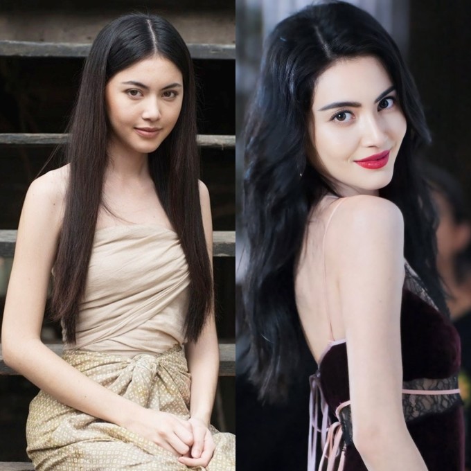 Mai Davika trong phim Tình người duyên ma năm 2013 (ảnh trái) và hiện tại (ảnh phải).