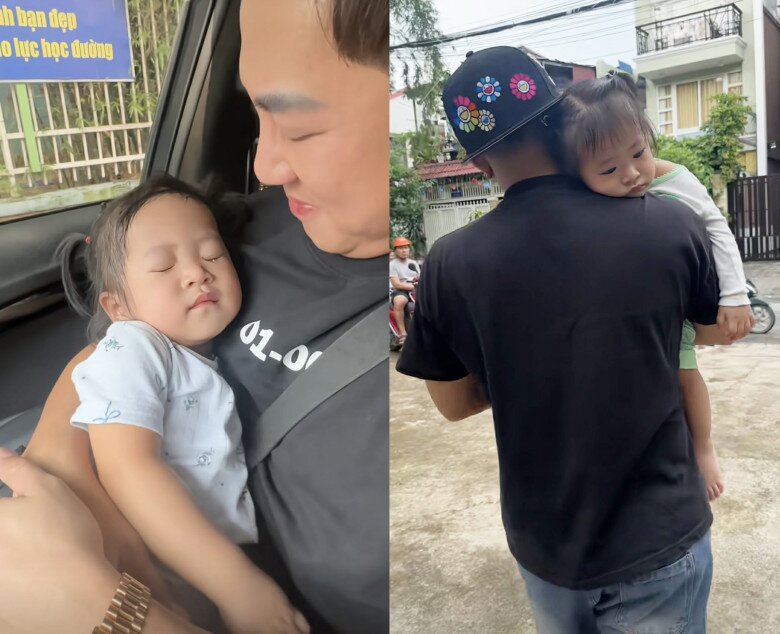 Bé Kỳ Kỳ cực kỳ bám bố.