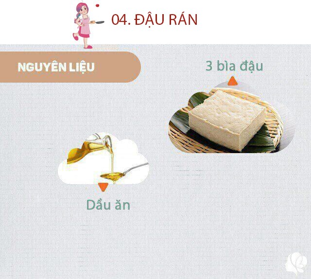Chuẩn bị: 1 bìa đậu to hoặc 3 bìa đậu nhỏ, dầu ăn.
