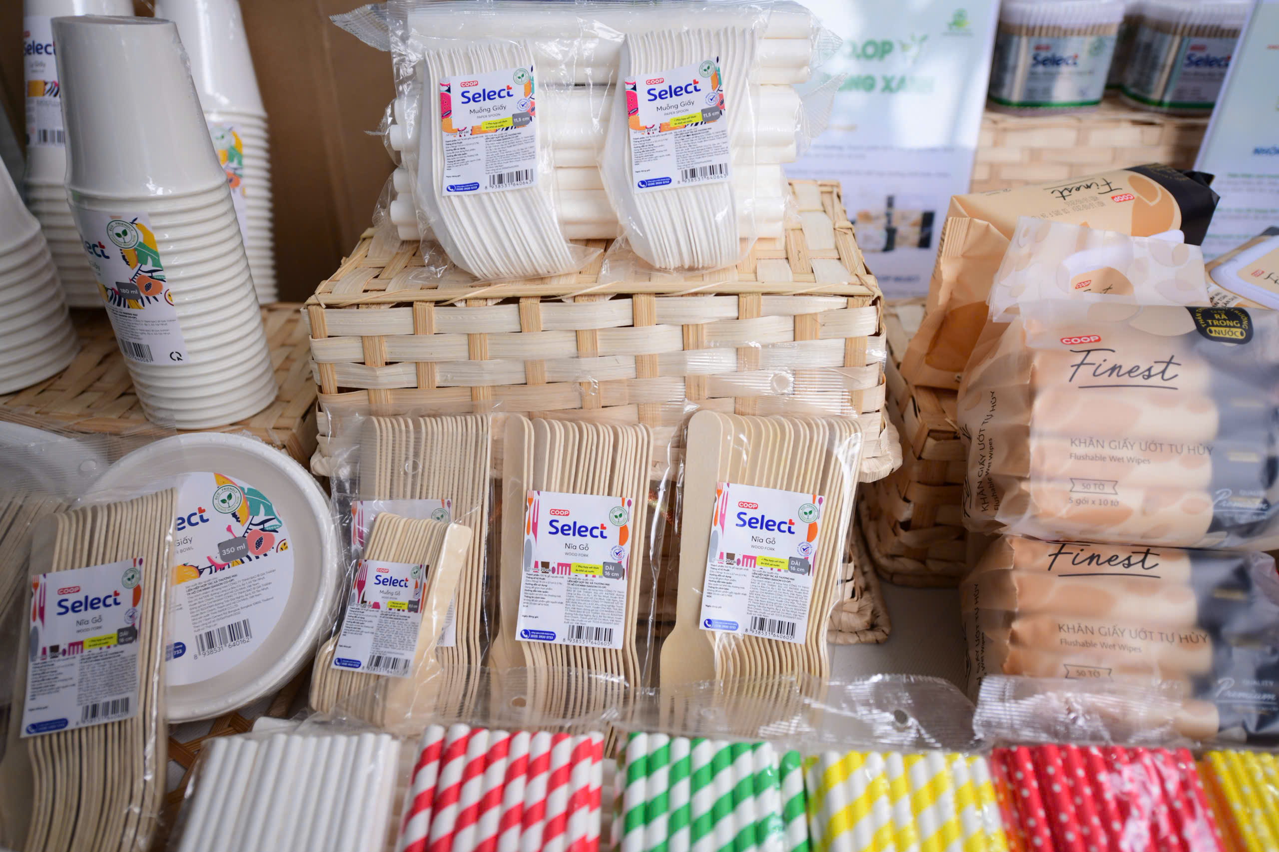 Khách xếp hàng chờ nhận quà tại 'gian hàng xanh' của Saigon Co.op- Ảnh 4.