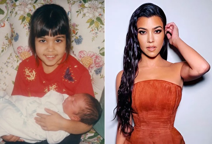 Nhan sắc ngày nhỏ của chị em Kim Kardashian 7 Chị cả Kourtney Kardashian sinh năm 1979, có vóc dáng nhỏ bé nhất nhà. Lúc trưởng thành, cô chỉ cao khoảng 1,52 m, nhưng thân hình cân đối, săn chắc. Kourtney hiện là bà mẹ bốn con và là người chị được các em yêu thương, ngưỡng mộ.
