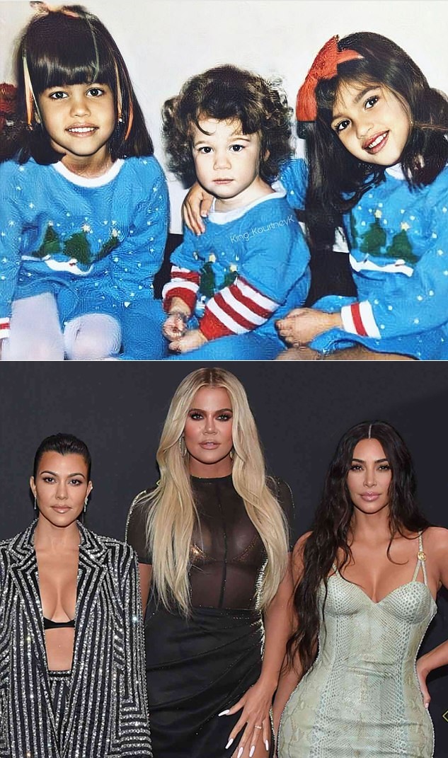 Nhan sắc ngày nhỏ của chị em Kim Kardashian 8 Ba chị em Kardashian (Kourtney, Khloe và Kim) lúc nhỏ và khi đã trở thành những ngôi sao truyền hình nổi tiếng.