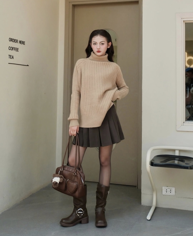 Mảnh ghép cho mùa đông ấm áp là bản phối với áo len cổ lọ- Ảnh 4.