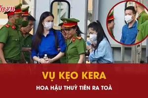 Hình ảnh hoa hậu Thùy Tiên, Hằng Du Mục được dẫn giải đến tòa 