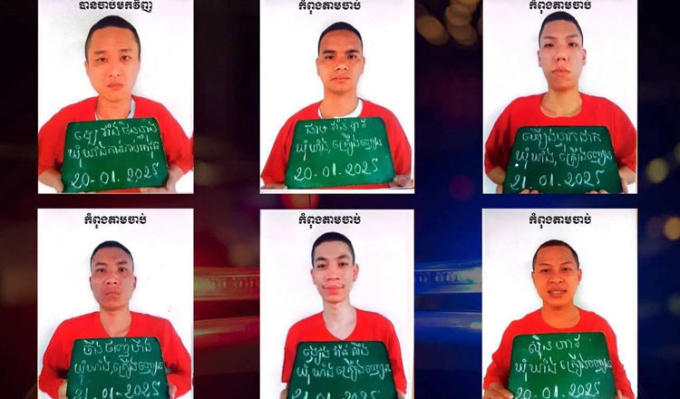 Hình ảnh 6 phạm nhân được giới chức Campuchia công bố. Ảnh: KhmerTimes