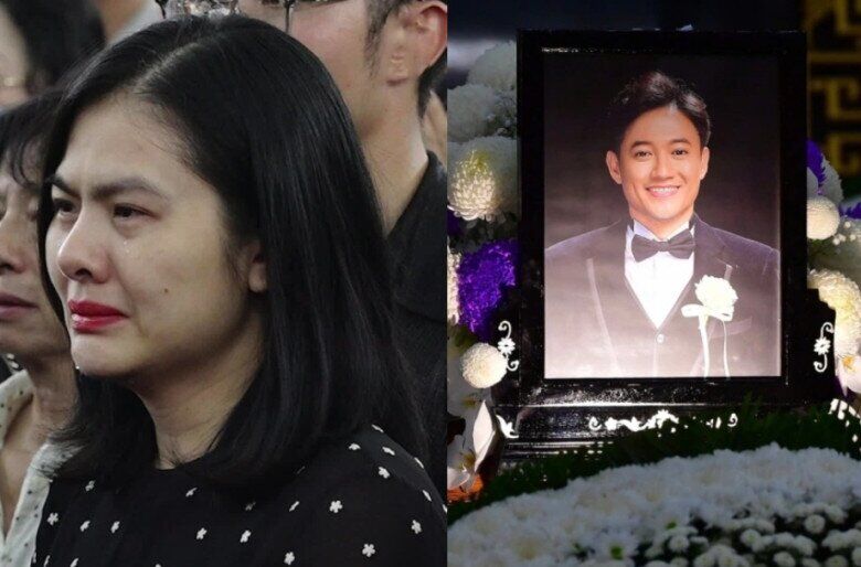 Vân Trang khóc nức nở trong đám tang của Quý Bình.