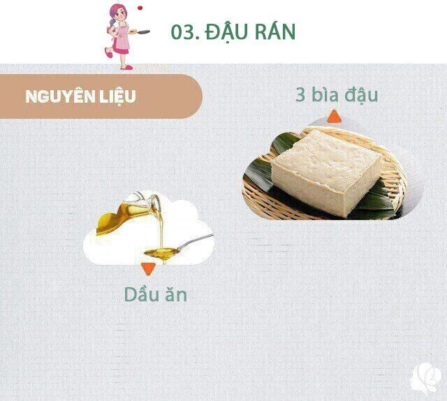 Chuẩn bị: 1 bìa đậu to hoặc 3 bìa đậu nhỏ (hoặc đậu Kênh), dầu ăn.