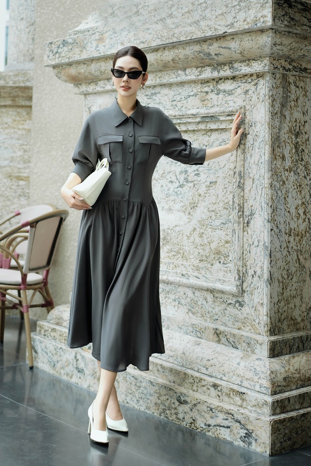 Trong tủ đồ nàng công sở không thể thiếu đầm dáng dài chiết đai - Ảnh 4.