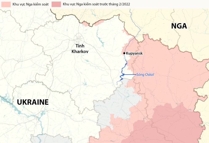 Vị trí thành trì Kupyansk ở tỉnh Kharkov. Đồ họa: RYV