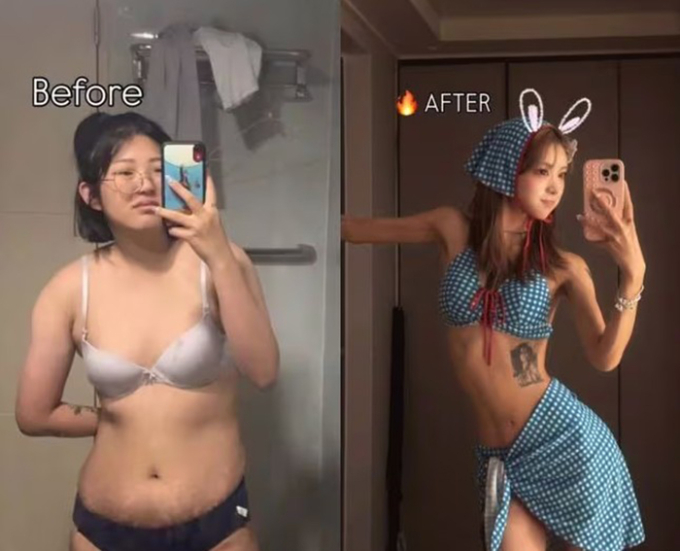 Ảnh trước và sau giảm cân của Choi Jun-hee hồi tháng 7. Ảnh: Chosun Biz