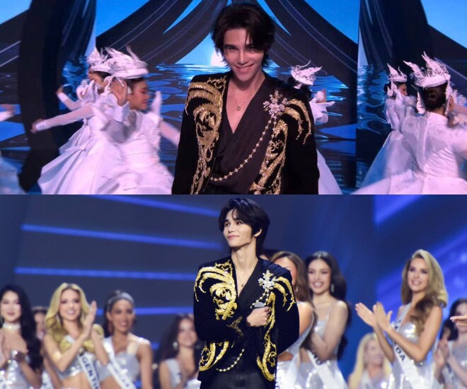 Jeff Satur gây chú ý khi là nam ca sĩ duy nhất biểu diễn trong Chung kết cuộc thi sắc đẹp.