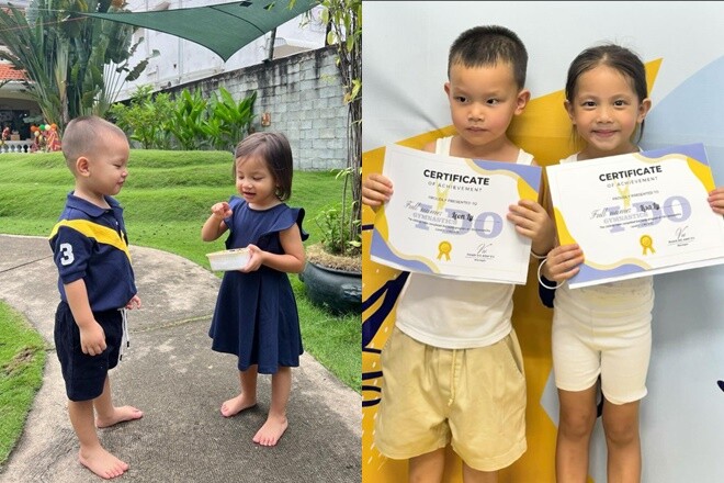 Sao Việt đưa con đi học mẫu giáo từ sớm: Thanh Trúc chuyển trường cho ái nữ, Hồ Ngọc Hà làm "gia sư" tiếng Việt 11 Cặp sinh đôi nhà Hồ Ngọc Hà đi học mẫu giáo từ khá sớm.