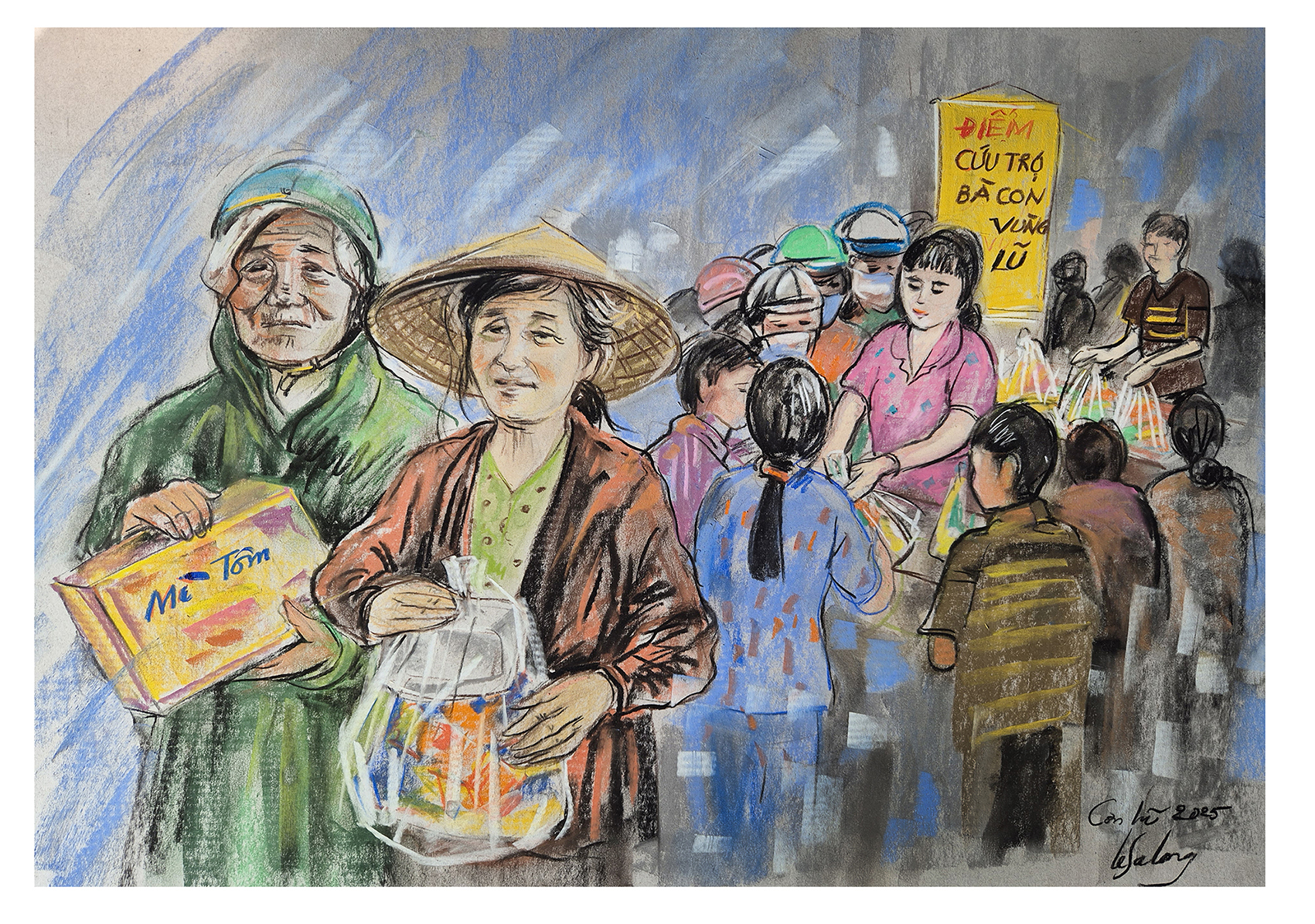 'Thương quá đồng bào tôi', bộ tranh rơi nước mắt của họa sĩ Lê Sa Long - Ảnh 3.