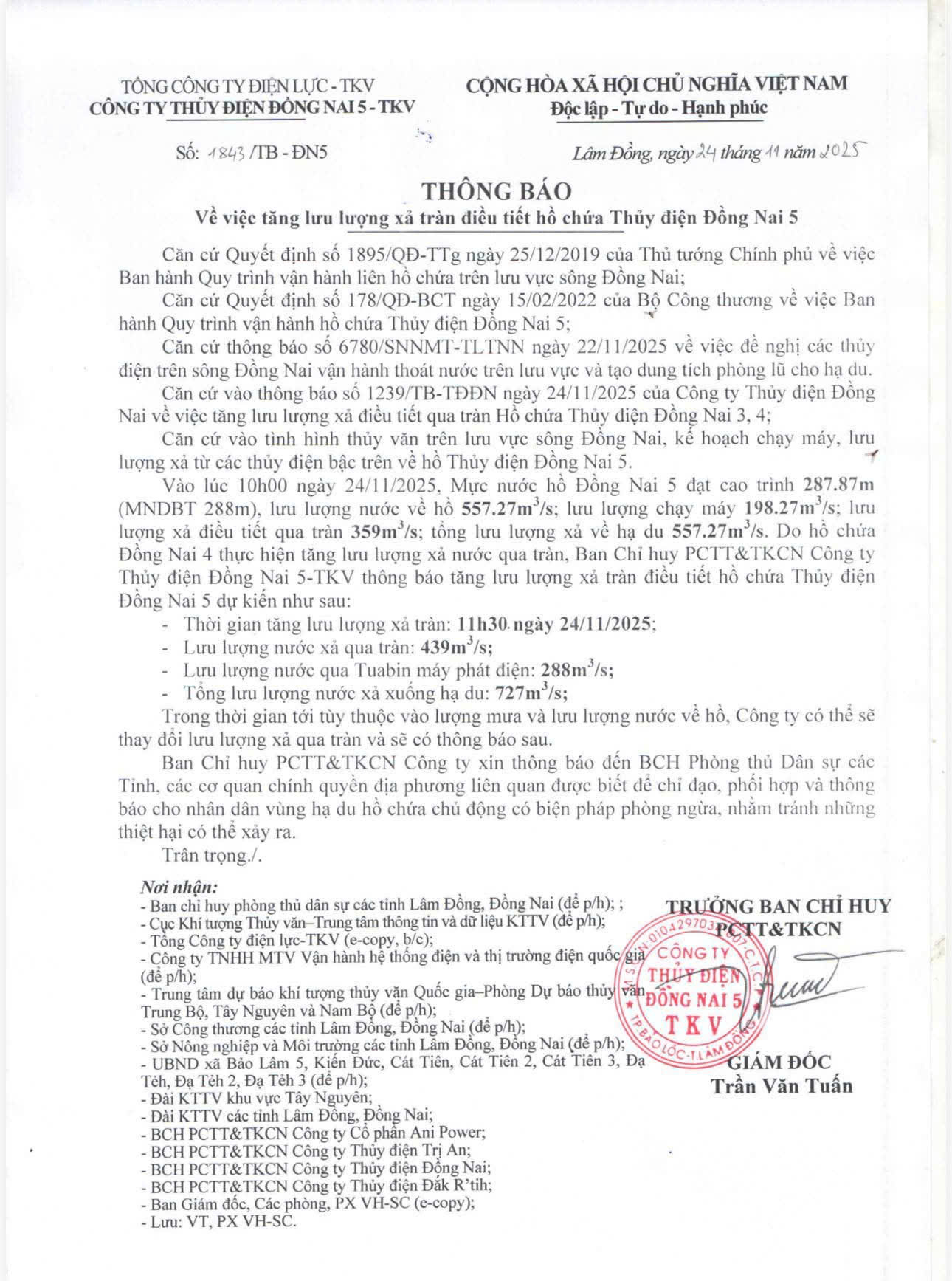 Thủy điện Đồng Nai 5 phản hồi khi xã nói 'không nhận được thông báo xả lũ'- Ảnh 2.