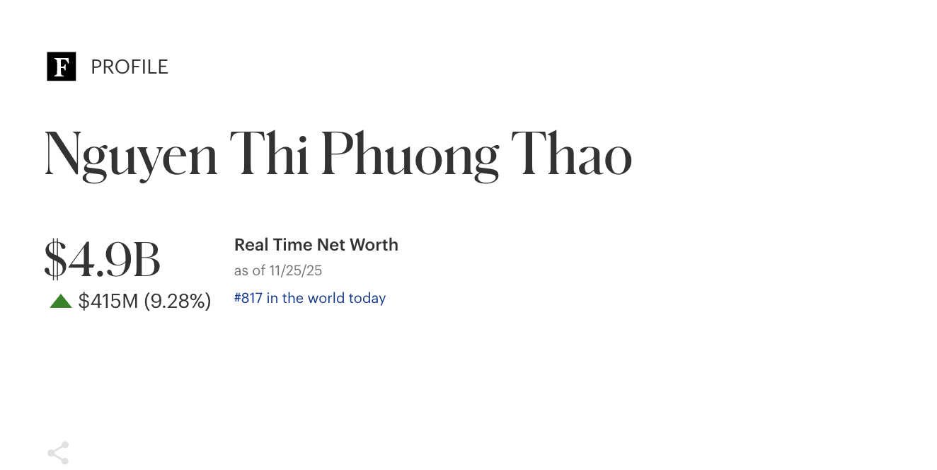 Chứng khoán giảm, tài sản tỉ phú Phạm Nhật Vượng vẫn tăng mạnh, vào tốp 100 thế giới- Ảnh 2.