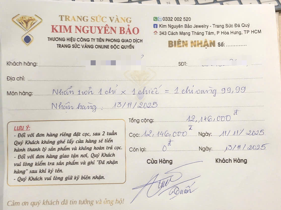 Công an TP.HCM xác minh thông tin chủ tiệm vàng Kim Nguyên Bảo bị tố chiếm đoạt tiền đặt cọc 2 Kim Nguyên Bảo - Ảnh 2.