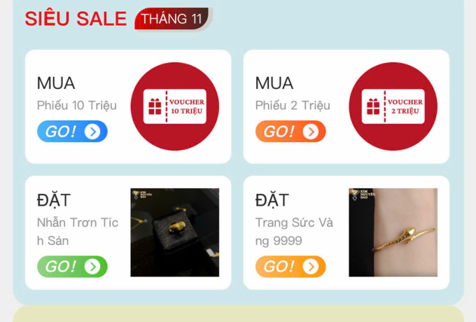 Các gói khuyến mãi được quảng cáo trên app. Ảnh: Nhật Vy