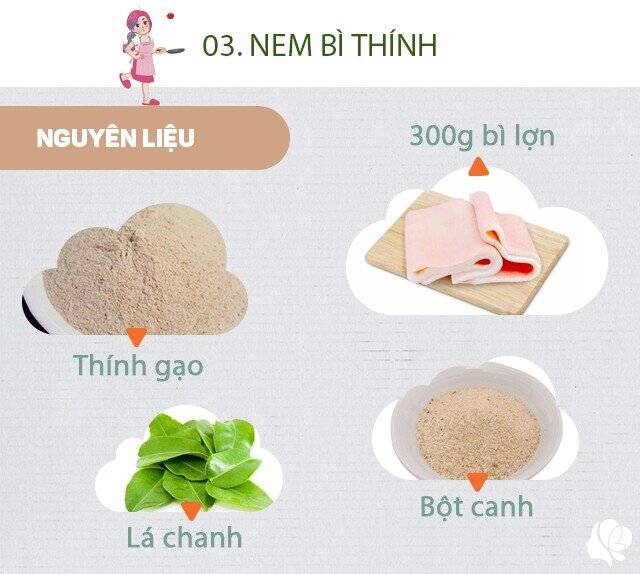 Chuẩn bị: 300g bì lợn, bột canh/nước mắm, thính gạo, lá chanh, xíu đường (nếu thích), tỏi, ớt.