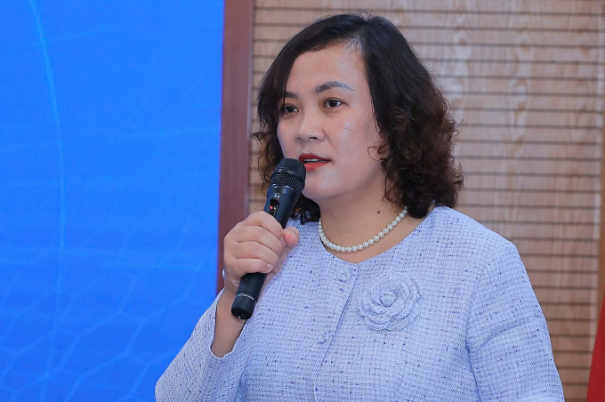 GS.TS Đinh Thị Mai Thanh, đồng hiệu trưởng USTH nói về việc thành lập Trung tâm Đổi mới sáng tạo và Khởi nghiệp. Ảnh: Hoàng Hiếu