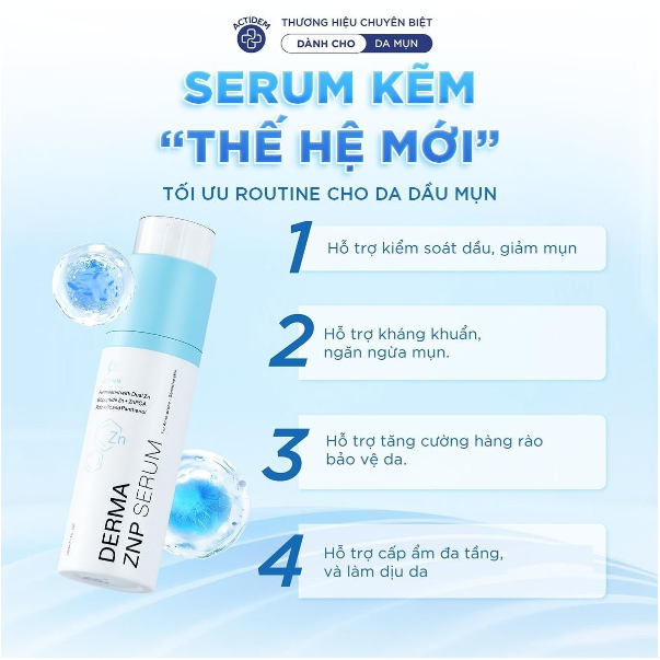 Tinh chất Kẽm Actidem Derma ZNP Serum – Giải pháp kiềm dầu, hỗ trợ giảm mụn cho da dầu mụn - Ảnh 2.