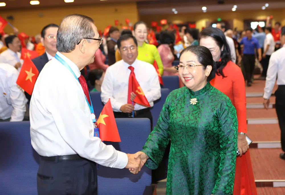 Bà Võ Thị Dung, nguyên Phó Bí thư Thành uỷ, nguyên Chủ tịch Ủy ban MTTQ Việt Nam TP.HCM, dự đại hội. Ảnh: NGUYỆT NHI mttq-viet-nam-tp-hcm-4.jpg