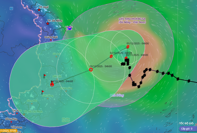Dự báo hướng đi và vùng ảnh hưởng của bão Koto. Ảnh: Hệ thống giám sát thiên tai