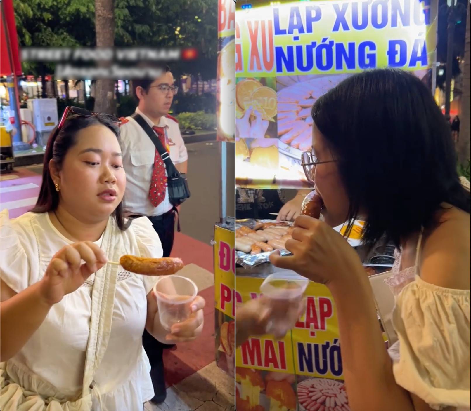 Ăn lạp xưởng nướng đá ở Việt Nam, du khách Thái 