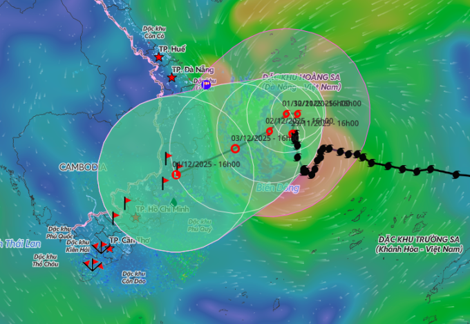 Dự báo hướng đi và vùng ảnh hưởng bão Koto. Ảnh: NCHMF
