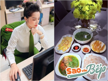 Nữ diễn viên Nhật ký Vàng Anh nay là Đại úy công an xinh đẹp khoe hàng loạt mâm cơm nhà hấp dẫn