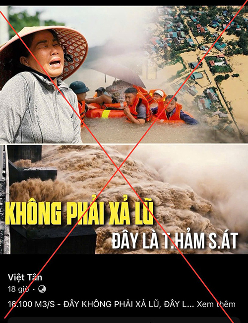 Thông tin sai sự thật được phát tán trên mạng. Ảnh: Bộ Công an