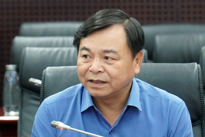 Thứ trưởng Bộ Nông nghiệp và Môi trường Nguyễn Hoàng Hiệp phát biểu tại buổi làm việc. Ảnh: Ngọc Trường