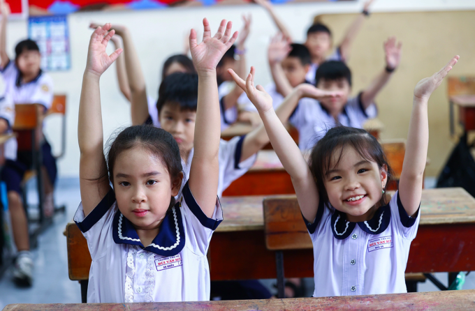 Học sinh trường tiểu học Bùi Văn Mới, phường Phước Long, tháng 9/2025. Ảnh:Quỳnh Trần