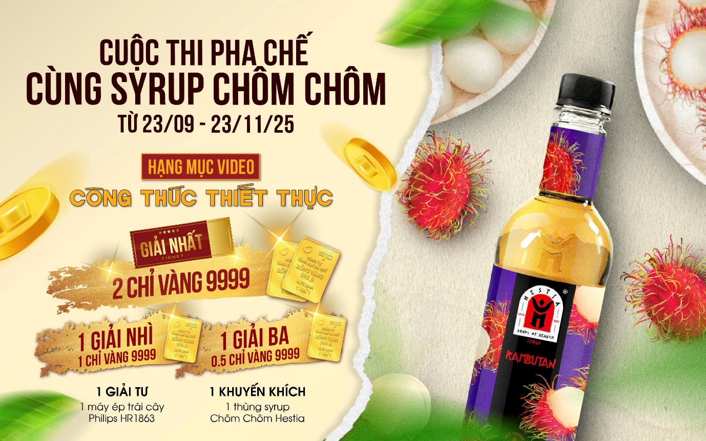 Cơ hội nhận 2 chỉ vàng hấp dẫn từ cuộc thi pha chế cùng syrup Chôm Chôm Hestia- Ảnh 1.