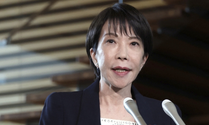 Thủ tướng Nhật Bản  Sanae Takaichi phát biểu trước truyền thông tại Tokyo hôm 22/10. Ảnh: AFP