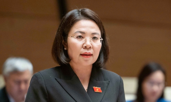 Bà Hoàng Thị Đôi, Phó trưởng đoàn đại biểu phát biểu tại phiên họp chiều 14/11. Ảnh: Media Quốc hội