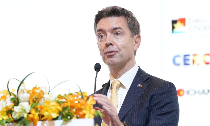 Ông Julien Guerrier, Đại sứ Liên minh châu Âu tại Việt Nam trong sự kiện. Ảnh: EuroCham