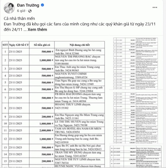 Đan Trường vội tung sao kê và lên tiếng về lùm xùm từ thiện