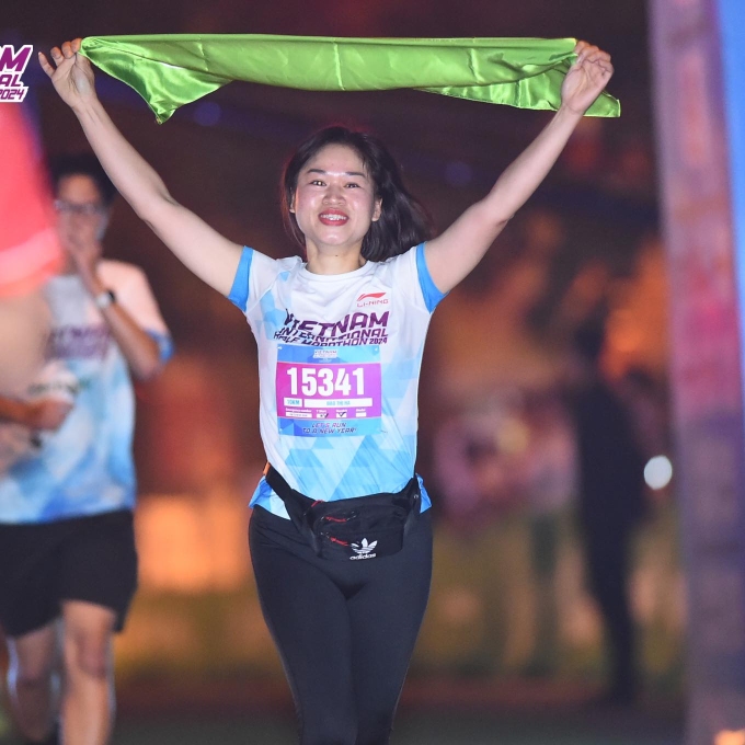 Runner Đào Thị Hà dự một gải bán marathon hồi đầu năm. Ảnh: NVCC