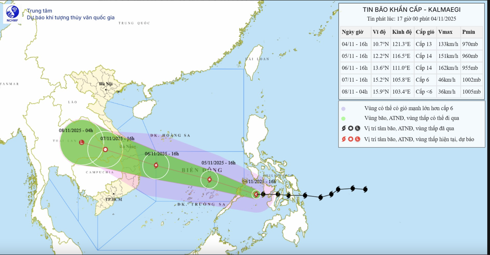 Tin bão khẩn cấp (cơn bão Kalmaegi): Di chuyển nhanh, được nhận định mạnh tương tự Damrey 2017 và Molave 2020- Ảnh 1.