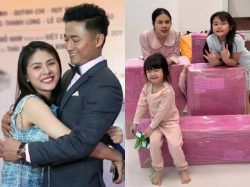 Vân Trang mở thùng đồ Quý Bình tặng cách đây 3 năm, món quà khiến 3 ái nữ hào hứng gọi tên ba Bình