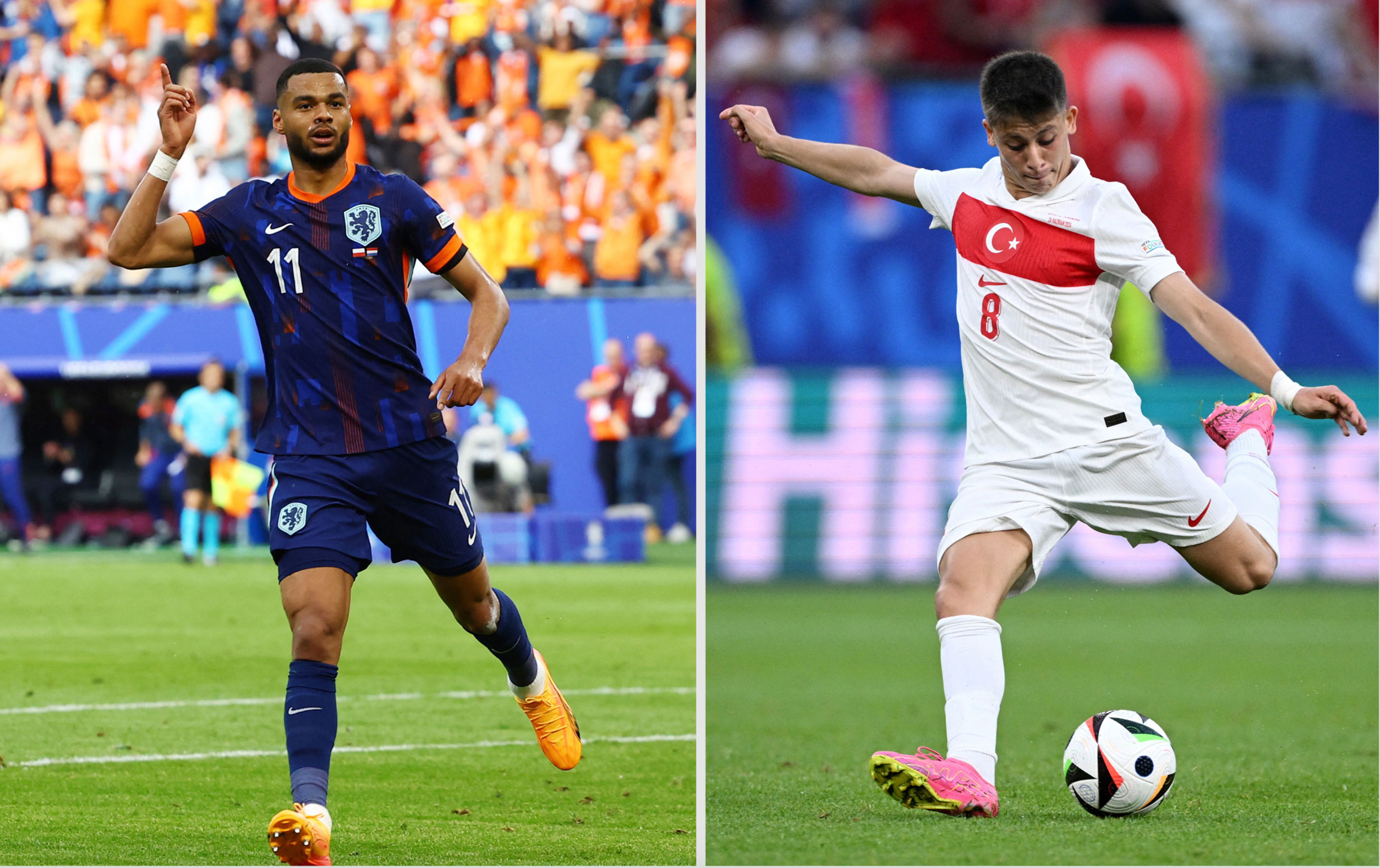 Gakpo (trái) và Guler sẽ là tâm điểm trong trận tứ kết cuối cùng tại Berlin  Ảnh: REUTERS