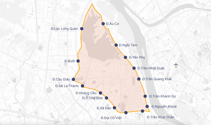 Khu vực Vành đai 1, thành phố Hà Nội. Đồ họa: Hoàng Khánh