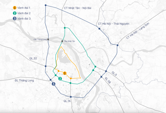 Ba tuyến đường vành đai thực hiện lộ trình hạn chế phương tiện sử dụng nhiên liệu hóa thạch. Đồ họa: Hoàng Khánh