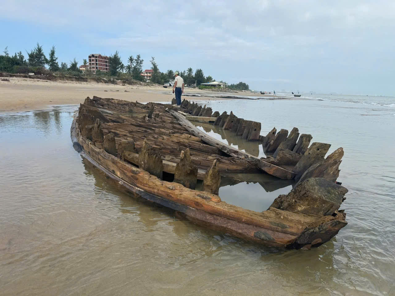 Khẩn cấp khai quật tàu cổ phát lộ ở bờ biển Hội An- Ảnh 1.
