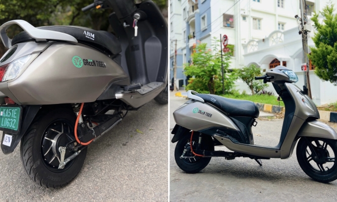Một mẫu xe xăng được hoán cải hợp pháp thành xe điện ở Ấn Độ. Ảnh:Green Tiger Mobility