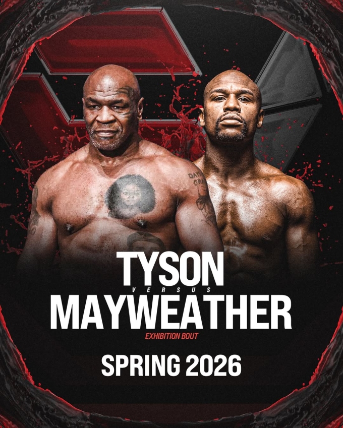 Mike Tyson (trái) sẽ thượng đài với Floyd Mayweather (phải) đầu năm 2026. Ảnh: TMZ