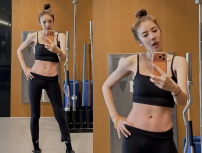 Son Dam-bi khoe thân hình gọn gàng, cơ bụng săn chắc sau 7 tháng sinh con. Ảnh: Instagram