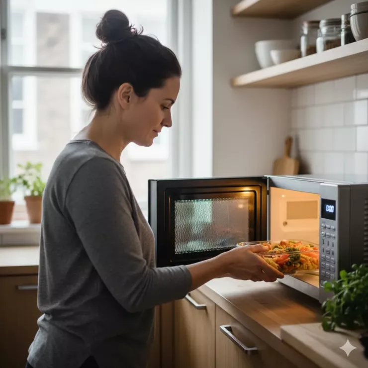 Nấu ăn bằng lò vi sóng có thực sự làm mất chất? 1 Lò vi sóng có giữ lại được chất dinh dưỡng không?. Ảnh: AI.