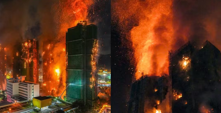 Chuyên gia Nhật Bản hé lộ thủ phạm khiến chung cư Hong Kong cháy lan khủng khiếp - Ảnh 1. cháy chung cư - Ảnh 1.